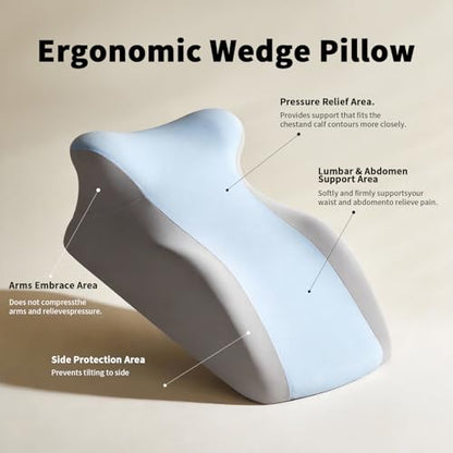 SmileQueen Memory Foam Wedge Pillow for Reading, Legs, Back Support - color: Blue