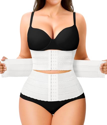 Nebility Waist Trainer for Women Corset Shapewear Tummy Control Segmented Waist Cincher Workout Girdle - color: White, size: X-Large