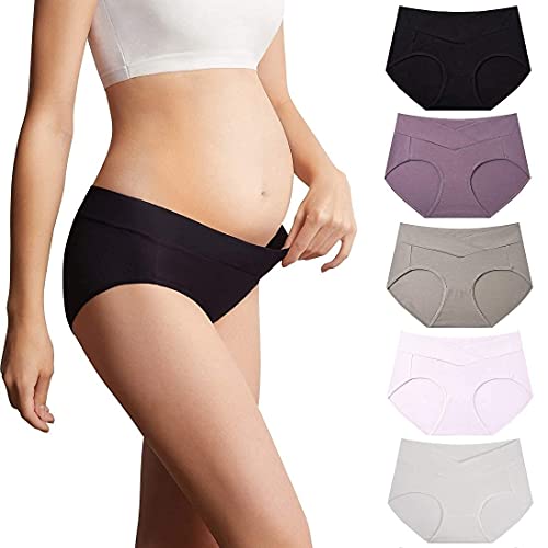 Mama Cotton Women's Under The Bump Maternity Panties Pregnancy Postpartum Maternity Underwear Multi-Pack - color: Multicolor-b 5 Pack, size: XX-Large