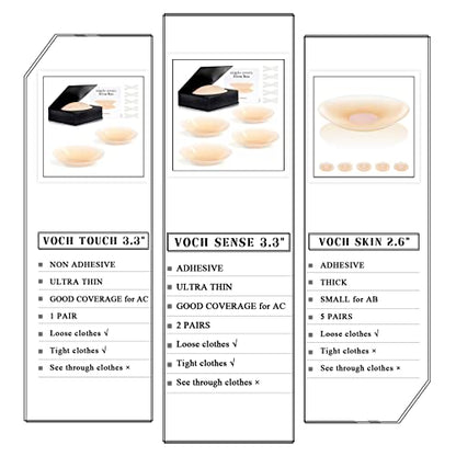 VOCH GALA Premium Nipple Covers, Sticky Bra Alternative, 2 Pairs - color: Coco, size: Medium (Fits A-C Cups)