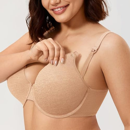 CALVENA Women's Lightly Padded Nursing Bra - color: Oatmeal Heather, size: 34D