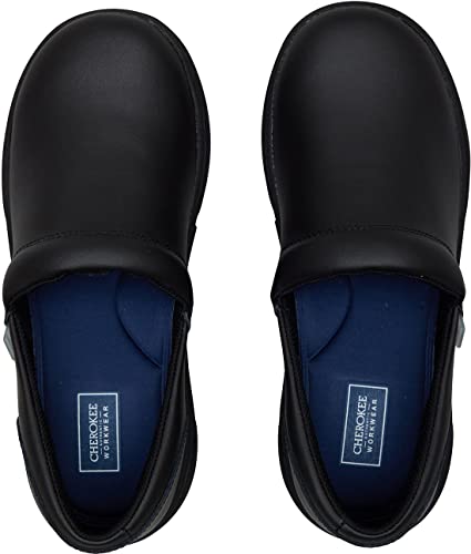 Cherokee Melody Nursing Clogs for Women Slip Resistant Leather Upper - color: Black, size: 6.5