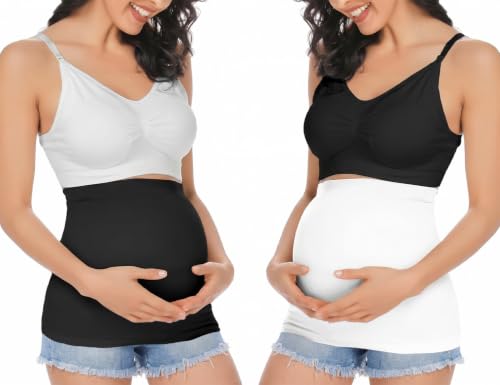 Rheane Pregnancy Belly Support Band Maternity Belly Band (Black+White 1) - color: B. White+Black, size: 1