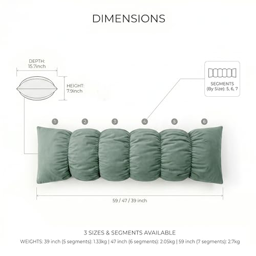 Pat. Pend. Segmented Body Pillow for Side Sleepers, 47 Inch, Green - color: Green, size: 47"*15.7"