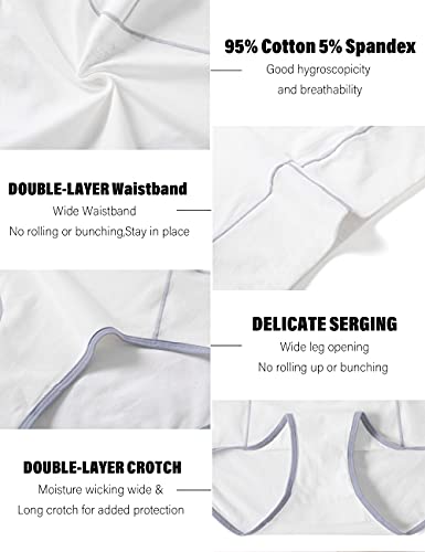 POKARLA Womens Cotton Underwear High Waist Full Coverage Briefs Soft Breathable Postpartum Panties Stretch Underpants - color: White-5pack, size: X-Large