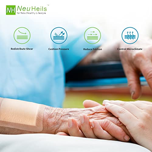 NeuHeils Silicone Foam Dressing with Border 6x6 Inch, 5 Pack for Bed Sores - size: 6''x6'' (Pack of 5)