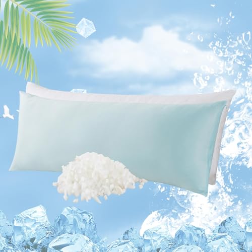 WhatsBedding Memory Foam Body Pillow with Cover, Long Bed Pillow for Adults - color: White Pillow+ Cooling Blue Pillowcase