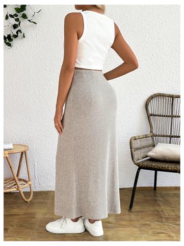 MakeMeChic Women's Maternity 2Pc Sets Crew Neck Crop Tank Tops Mid Skirt - color: Multicolor, size: Small
