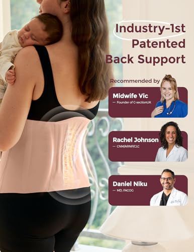 Momcozy Ergowrap Postpartum Belly Band, 3D Lifting & Ergonomic Back Support - color: Oyster Pink, size: X-Large