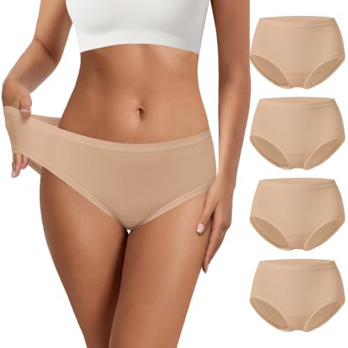 NIASOUL Women's Modal Underwear Seamless Soft Full Coverage Panties Briefs - color: 4p-skin, size: XX-Large
