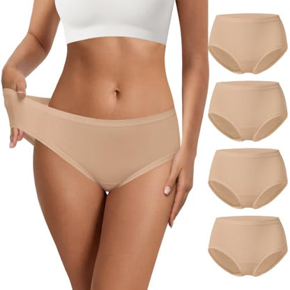 NIASOUL Women's Modal Underwear Seamless Soft Full Coverage Panties Briefs - color: 4p-skin, size: XX-Large