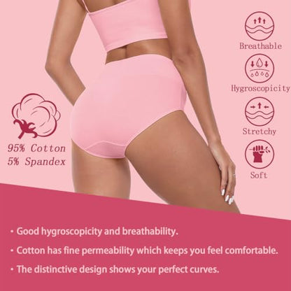 IWOLLENCE Womens Cotton Postpartum Underwear High Waisted Full Coverage Panties Plus Size & Regular - color: Multicolor-5pack-a1, size: Large