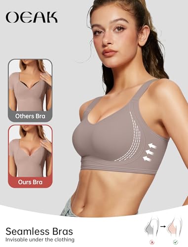 OEAK Women Jelly Bra Wireless Anti Sagging Full Coverage Bras - color: Grey, size: 3X-Large