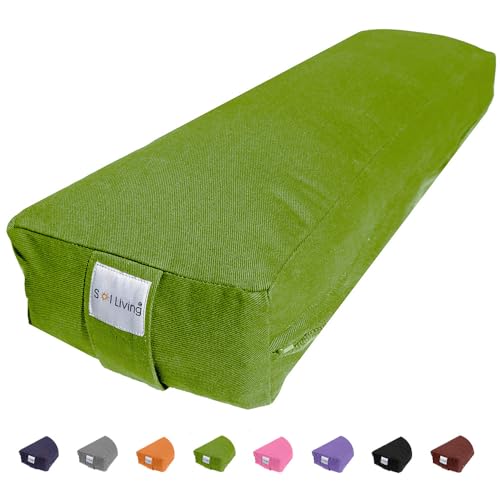 Sol Living Rectangular Yoga Bolster Meditation Pillow, Extra Firm Cotton - color: Green, size: Rectangular 26" x 8" x 5"
