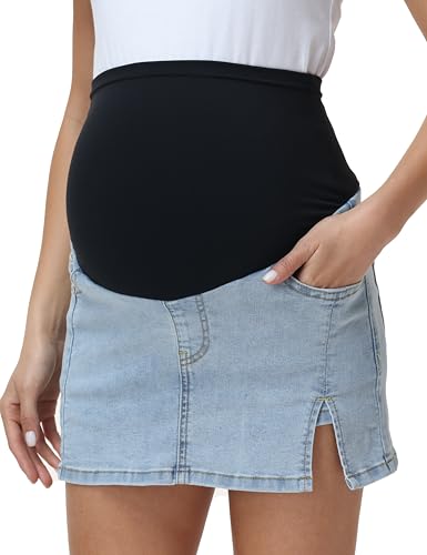 Women's Maternity Denim Skirt - color: Light Blue, size: X-Large
