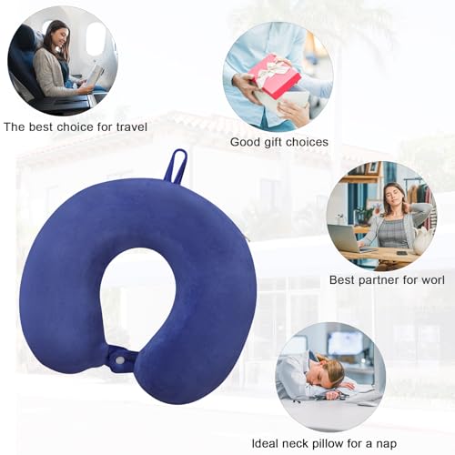 Travel Pillow, Neck Pillows for Airplanes, Memory Foam, Vivid Blue - color: Vivid Blue