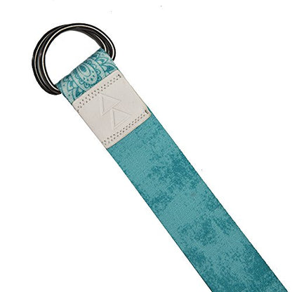 yogadesignlab | The Yoga Strap | Luxurious, Extra Long, Super Soft, Eco Printed | Studio Quality, Adjustable | Safely Stretch Further and Hold Longer | 8 ft Long - color: Mandala Turquoise, size: 8ft