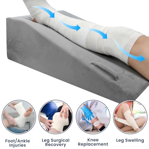 Arc-Designed Leg Elevation Pillow for After Surgery – 9.5" Height Knee Replacement Recovery Aid, Bone Foam Knee Surgery Pillow for Hip & Ankle Pain Relief, 29.5" x 13" x 9.5" - size: Basic-layer