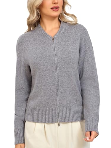 Cardigan Sweaters for Women - Baseball Collar Winter Sweater Jacket - color: Butterfly Gray, size: Medium