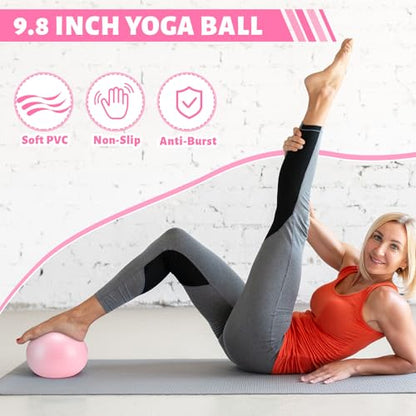 RoundFunny 18Pcs Pilates Ring Set, Women Exercise Accessories - color: Pink