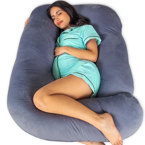 Pregnancy Pillow, Body Pillow, Side Sleeper Pillow, Plush - color: Dark Grey