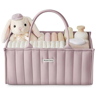 Blissful Diary Baby Diaper Caddy Organizer, Nursery Storage, Mauve Pink - color: Mauve Pink