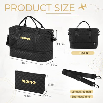 Dansydaisy Mama Hospital Bag for Women Labor Delivery,Black - color: Black, style: Mama