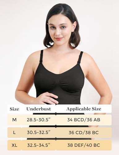 HOFISH Multi‑Pack Maternity Nursing Tank Tops with Clip‑Down Shelf Bra - color: Black/Latte, size: Large