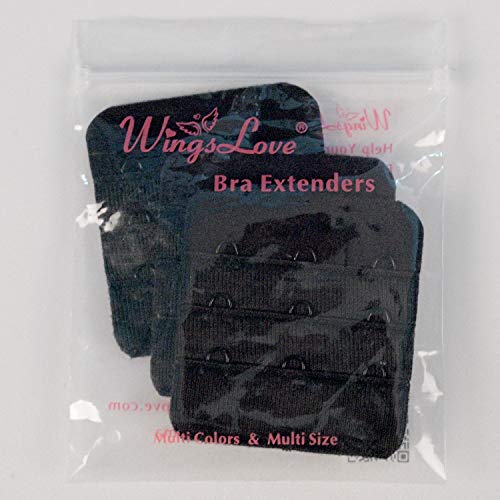 Wingslove Womens Bra Extender Bra Band Breathing room 3pcs-Pack Multi-size - color: Black, 3 Hook 3/4 Inch
