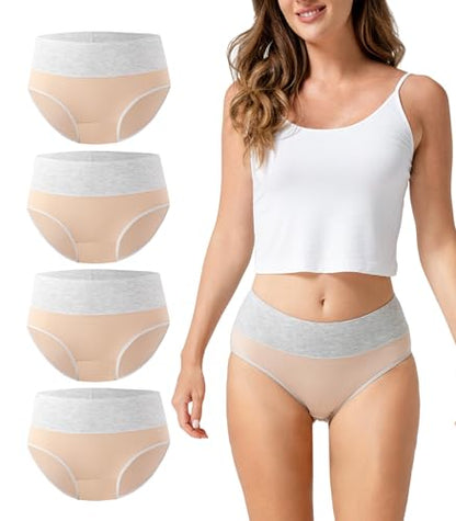 DAVID ARCHY Women's Bamboo Rayon Briefs, High-Waisted Underwear, 4/6 Pack - color: A-light Skin*4, size: XX-Large