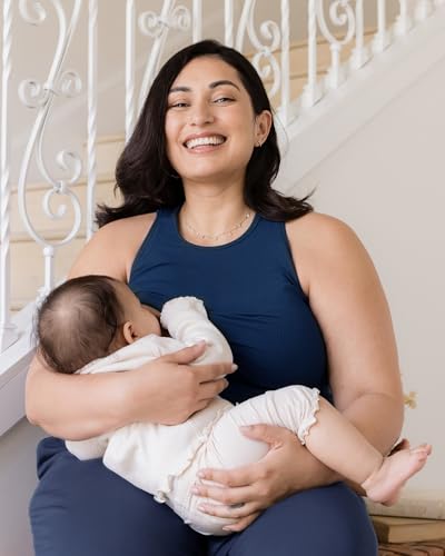 Kindred Bravely Ribbed Racerback Nursing Tank Top for Breastfeeding - color: Navy, size: 2X