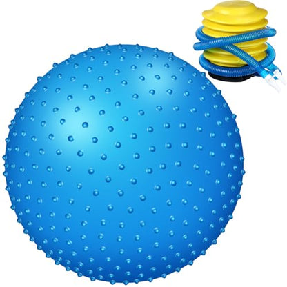 Large Sensory Massage Ball Bouncy Exercise Ball with Spikes, 22" - color: blue