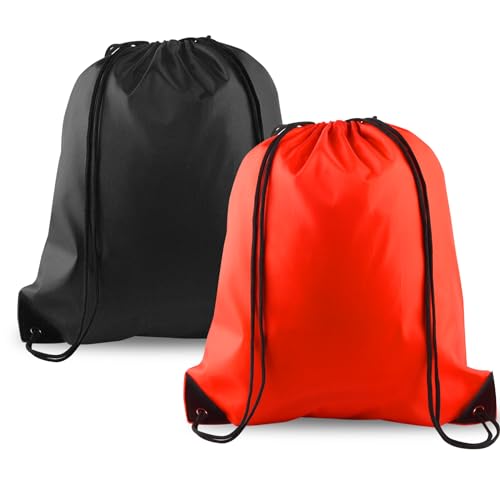 KUUQA 2 Pcs Drawstring Backpack Bags, Black, Red - color: Black, Red