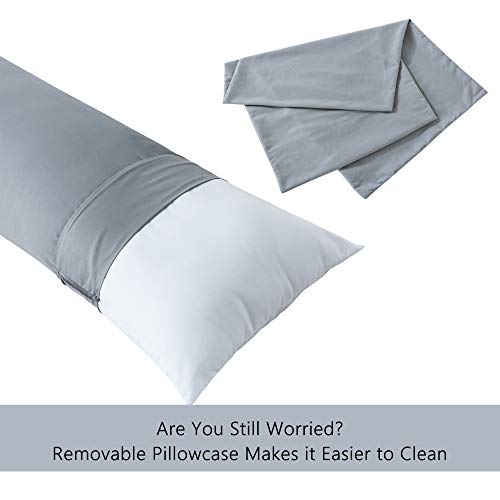 ELNIDO QUEEN Body Pillow with Pillowcase - Soft Long Bed Pillow for Adults - Breathable Full Body Pillow Insert for Sleeping, 20x54inches, Grey - color: Grey