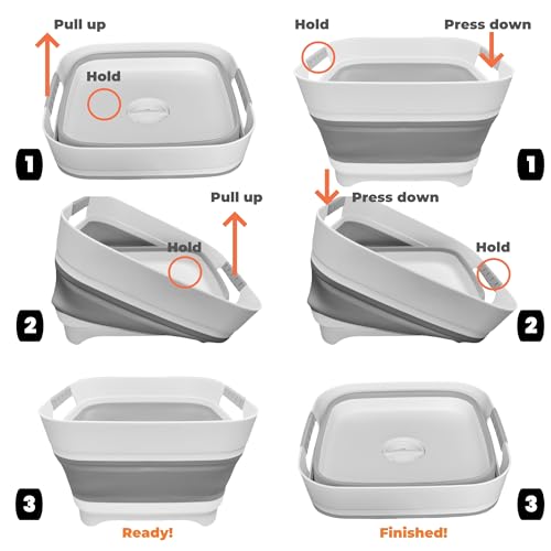GIMWA 2.6 Gal Collapsible Baby Bottle Wash Basin with Drain Plug - color: Gray