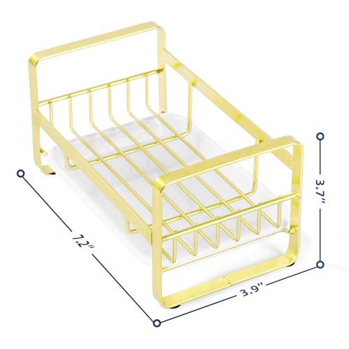 HULISEN Kitchen Sponge Holder, 304 Stainless Steel Sink Caddy, Gold - color: Gold, size: Medium