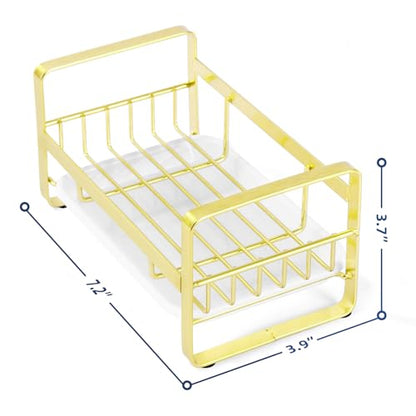 HULISEN Kitchen Sponge Holder, 304 Stainless Steel Sink Caddy, Gold - color: Gold, size: Medium