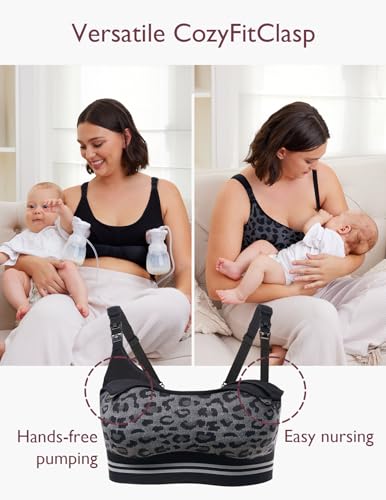 Momcozy Pumping Bra Hands Free, All-in-One Nursing & Pumping Seamless Bra for Wearable & Flange Pumps - size: Medium