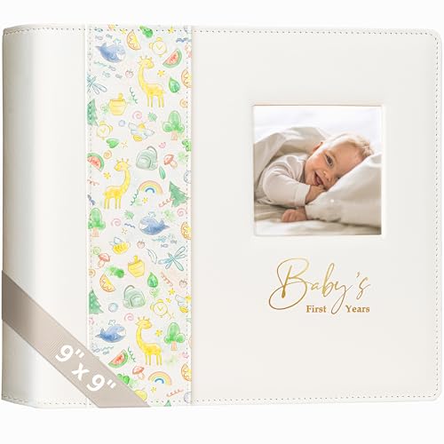 Keepsake Baby Memory Book Girl Boy – Timeless Leather-Bound Baby Milestone Book – Baby Book Keepsake Record First 5 Years - Gender Neutral Baby Scrapbook Album Baby Album Journal Registry Search Gift - style: Baby Book