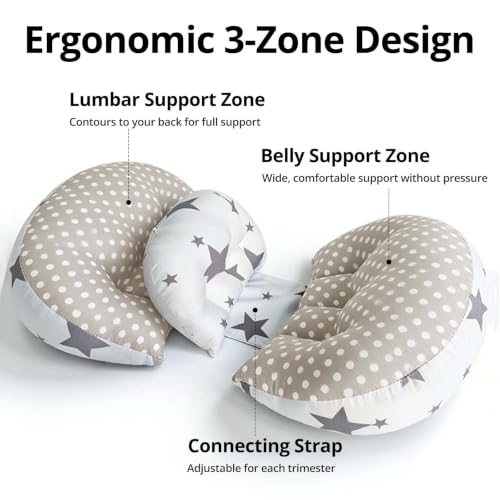 Adjustable Cotton Pregnancy Wedge Body Pillow, Maternity Pillow for Moms - color: Grey