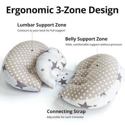 Adjustable Cotton Pregnancy Wedge Body Pillow, Maternity Pillow for Moms - color: Grey