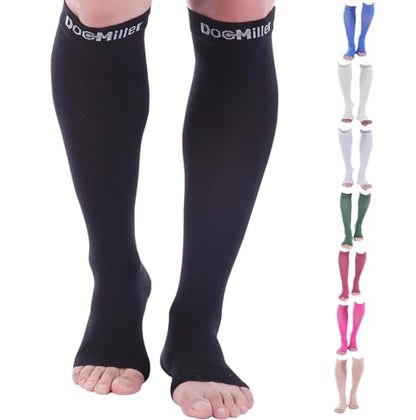 Doc Miller Open Toe Compression Socks 30-40 mmHg for Women & Men, 1 Pair - color: Black, size: Large