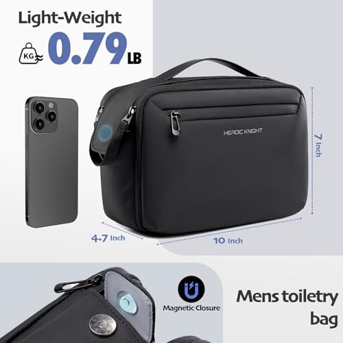 hk Toiletry Bag for Men, 5L Travel Dopp Kit with 180° Lay-Flat Opening