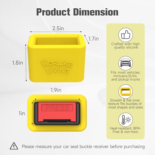 Morlike Silicone Belt Buckle Seatbelt Holder (Yellow) - color: Yellow
