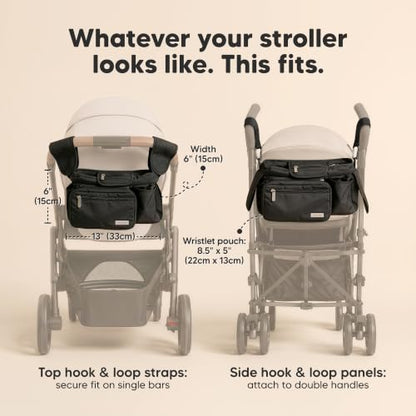 KeaBabies Stroller Organizer Bag, Stroller Caddy, Cup Holder (Mystic Gray) - color: Mystic Gray