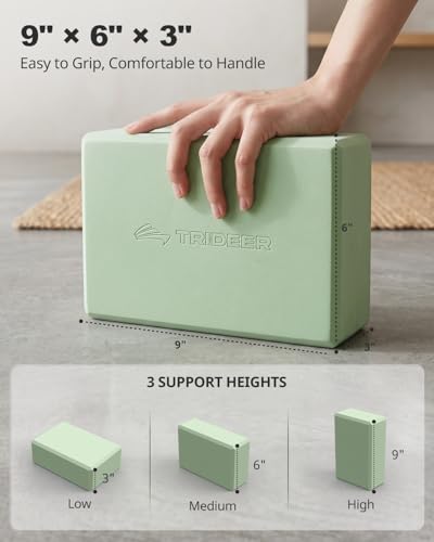 Yoga Blocks 2 Pack with Supportive Non-Slip Foam for Yoga Pilate Stretching - color: Mint Green