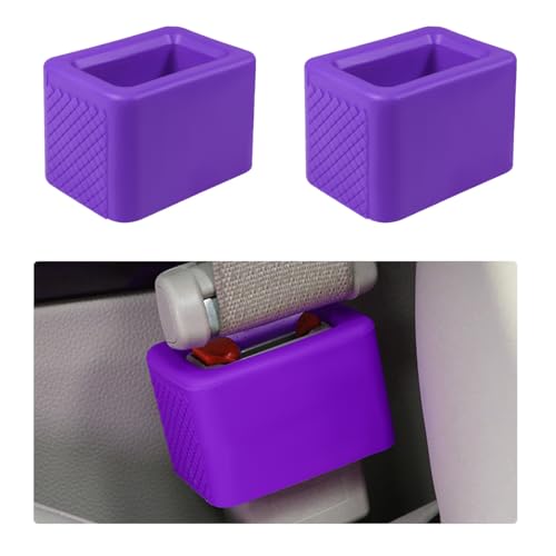 Augeny 2 PCS Seat Belt Buckle Holder, Silicone Auto Rear Seatbelt Buckle Booster to Makes Receptacle Stand Upright for Easy Access, Universal Vehicle Seatbelt Buckle for Kids (Purple) - color: Purple