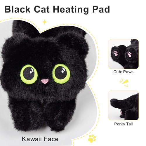 Black Cat Heating Pad Plush, USB Electric Warm Cushion with Timer for Women - color: Black Cat Heating Pad