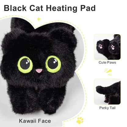Black Cat Heating Pad Plush, USB Electric Warm Cushion with Timer for Women - color: Black Cat Heating Pad