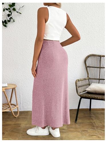 MakeMeChic Women's Maternity 2Pc Sets Crew Neck Crop Tank Tops Mid Skirt - color: Pink, size: Small